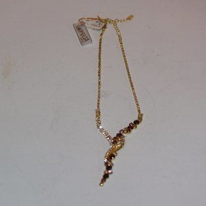 Vintage Impulse Rhinestone Necklace NEW OLD STOCK Gold Tone